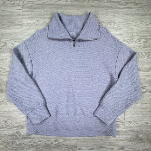 Calia Tops - CALIA Women Pullover Quarter Zip Textured Sweatshirt Lavender Purple Small Cozy